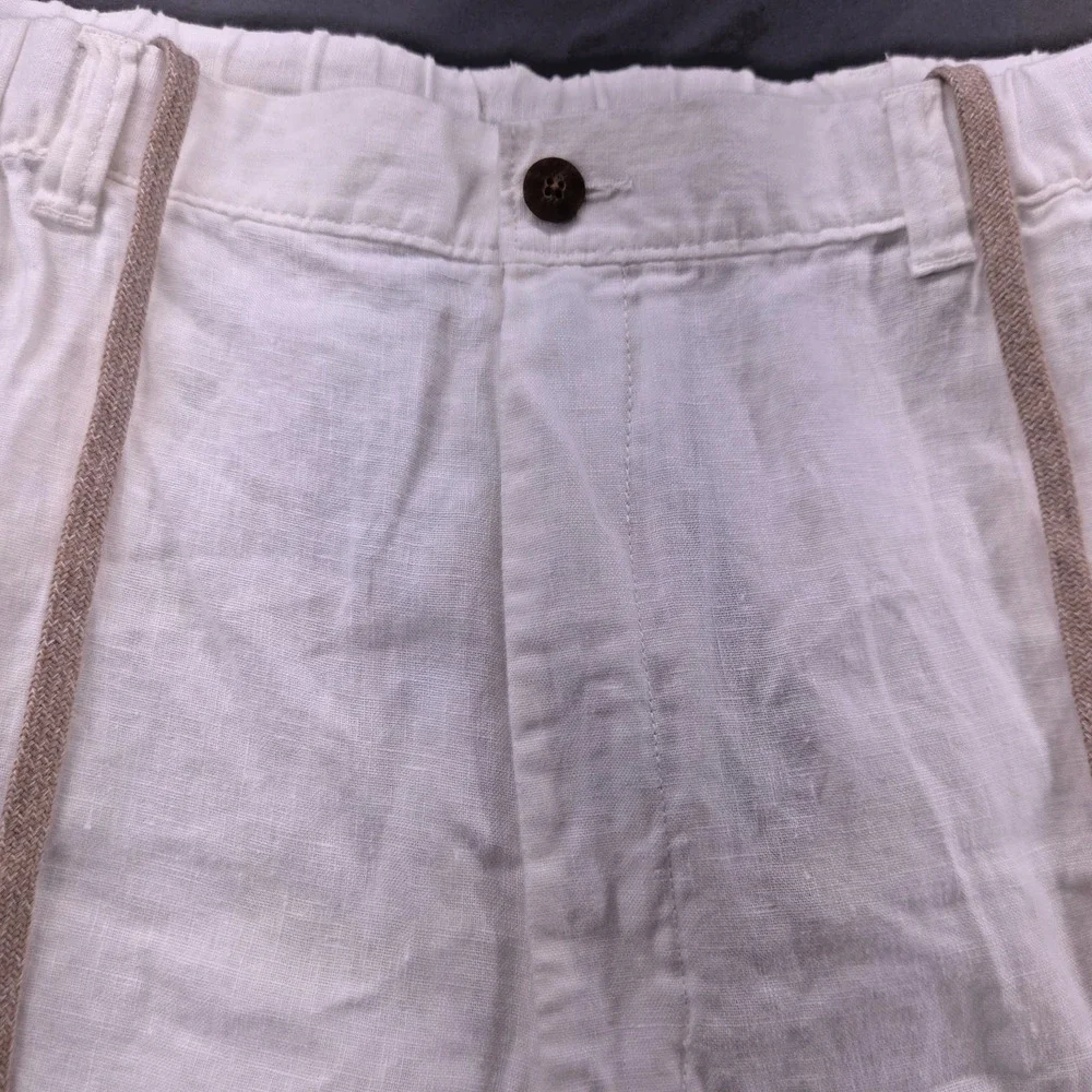 Roundtree & Yorke Caribbean 46 x 29‎ 100% Linen Drawstring White Pants Beach New
